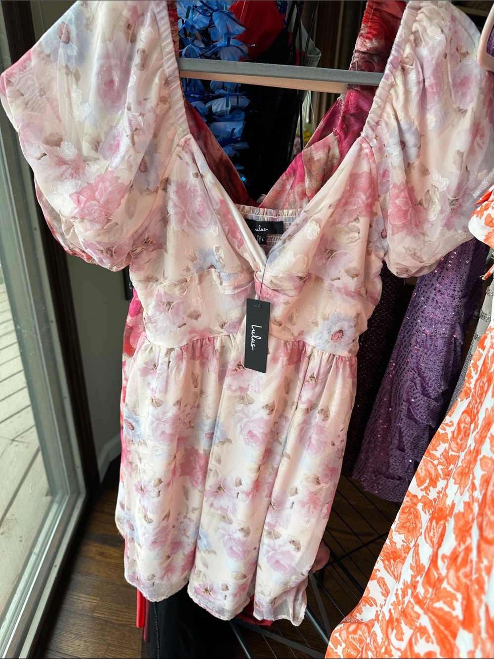 Lulu's Blush Pink Floral Wrap Dress